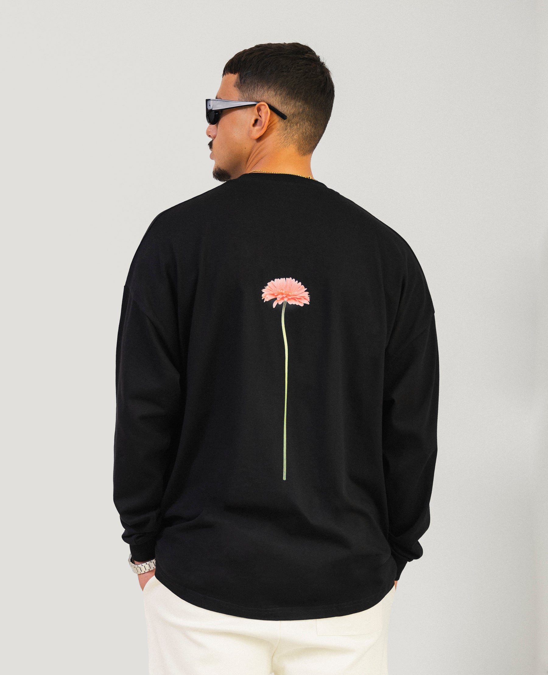 LONG-SLEEVE FLOWER BLACK