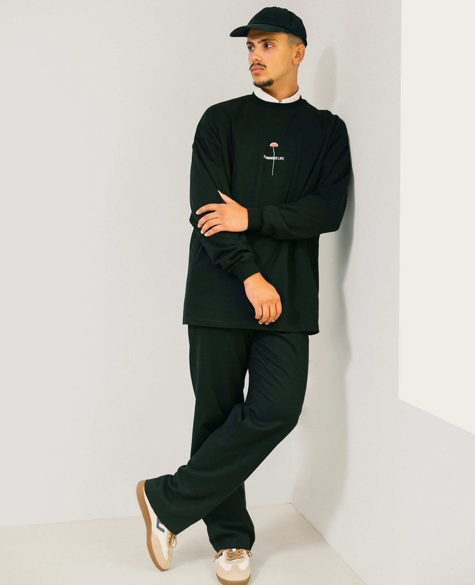 LONG-SLEEVE FLOWER BLACK